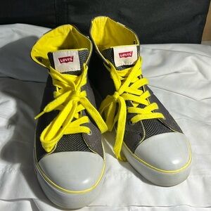Levi's Black and Yellow High-Top Sneakers size 9 1/2